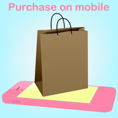 Smartphone with shopping bag Vector design