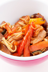noodle with meat and vegetables