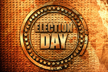 election day, 3D rendering, grunge metal stamp