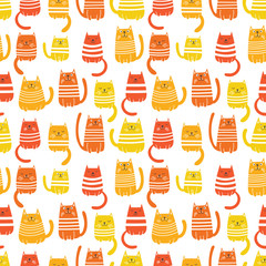 Orange cats seamless pattern