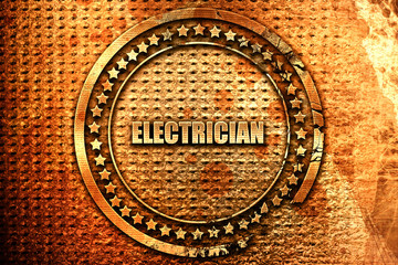 electrician, 3D rendering, grunge metal stamp
