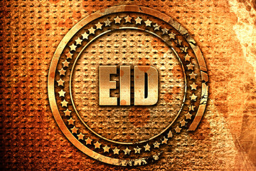 Eid, 3D rendering, grunge metal stamp