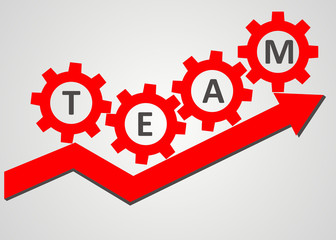 Team concept - gear climb up the arrow