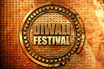 diwali festival, 3D rendering, grunge metal stamp