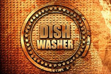 dish washer, 3D rendering, grunge metal stamp