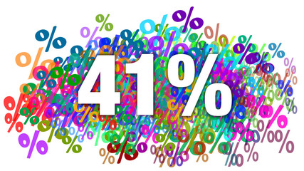 41 Percent White Text on Colorful Percentage Background