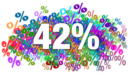 42 Percent White Text on Colorful Percentage Background