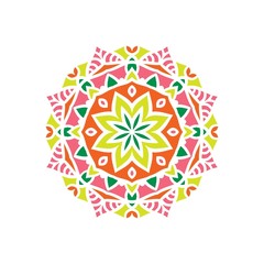 Kaleidoscope big bud. Oriental pattern illustration. Flower background