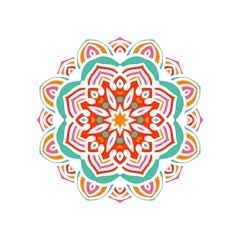 Kaleidoscope big bud. Oriental pattern illustration. Flower background