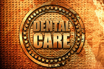 dental care, 3D rendering, grunge metal stamp