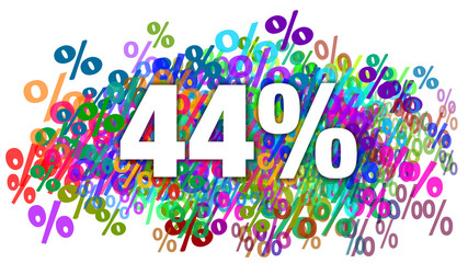 44 Percent White Text on Colorful Percentage Background