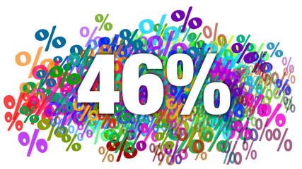 46 Percent White Text on Colorful Percentage Background