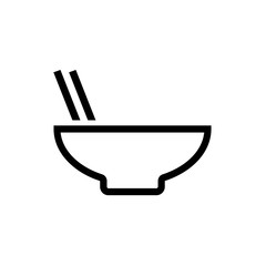 Bowl With Chopsticks Line Icon On White Background