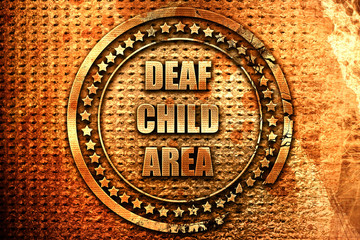 Deaf child sign, 3D rendering, grunge metal stamp