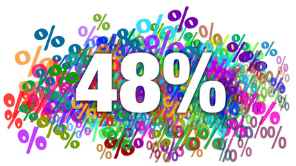 48 Percent White Text on Colorful Percentage Background