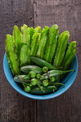 nged bean and Pea Eggplant in bowl