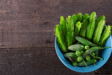 nged bean and Pea Eggplant in bowl