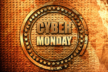 cyber monday, 3D rendering, grunge metal stamp