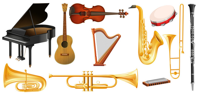 Different types of classical music instruments