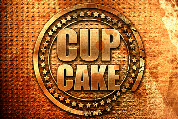 cupcake, 3D rendering, grunge metal stamp