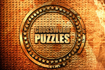 crossword puzzles, 3D rendering, grunge metal stamp