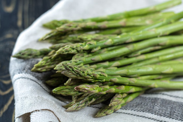 Spring season - fresh white and green uncooked asparagus