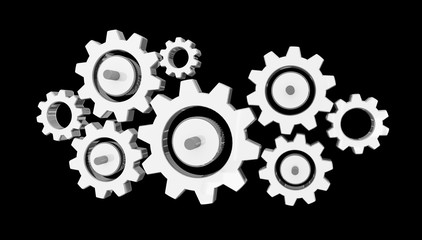 Digital gear icons 3D rendering