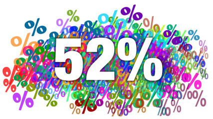 52 Percent White Text on Colorful Percentage Background