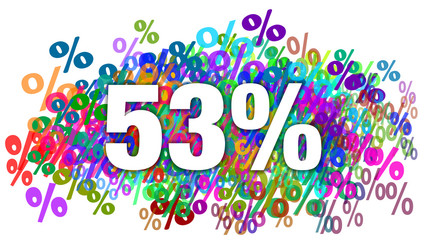 53 Percent White Text on Colorful Percentage Background
