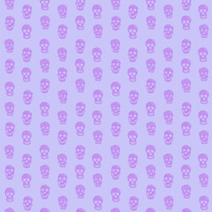 Purple and lavender drawing skull seamless vector pattern illustration