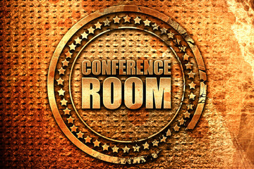 conference room, 3D rendering, grunge metal stamp