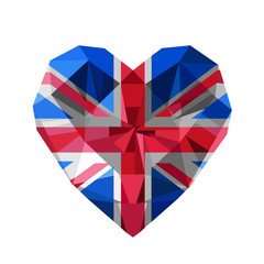 Vector crystal gem jewelry British heart with The flag of the United Kingdom