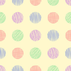 Seamless vector geometrical pattern with circle. Pastel endless background with hand drawn textured geometric figures. Graphic illustration Template for wrapping, web backgrounds, wallpaper