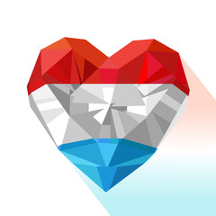 Vector crystal gem jewelry heart of the Grand Duchy of Luxembourg