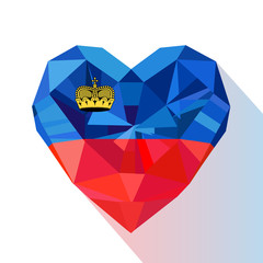 Vector crystal gem jewelry Liechtenstein's heart flag of Liechtenstein.