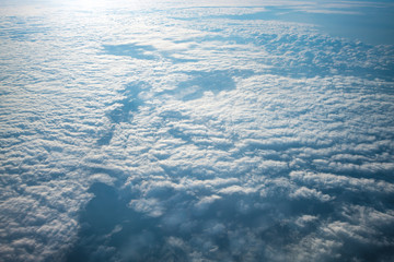 The picturesque cloud cover. View from plane