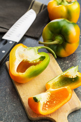 Multicolored bell pepper.