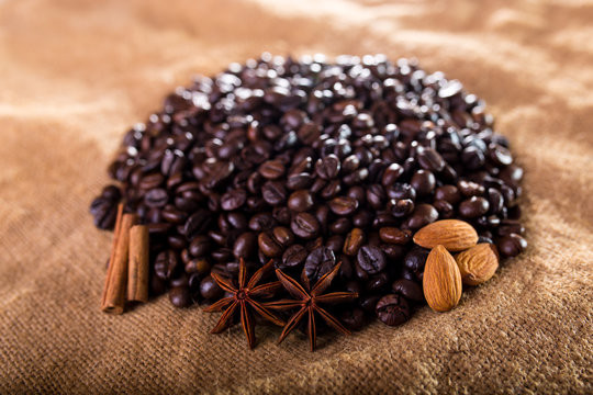 coffee grains with flavors