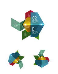 Set of abstract geometric paper graphic layouts