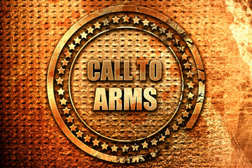 call to arms, 3D rendering, grunge metal stamp