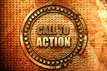 call to action, 3D rendering, grunge metal stamp