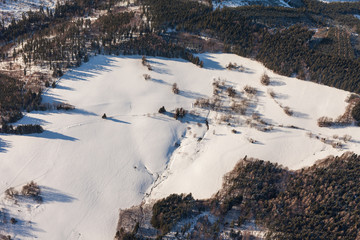 aerial view of the winter  time in the  mountains in Poland