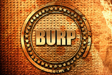 burp, 3D rendering, grunge metal stamp