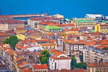 Fototapeta na wymiar City of Rijeka waterfront rooftops view