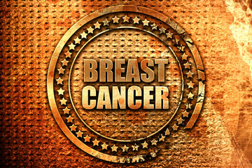 breast cancer, 3D rendering, grunge metal stamp