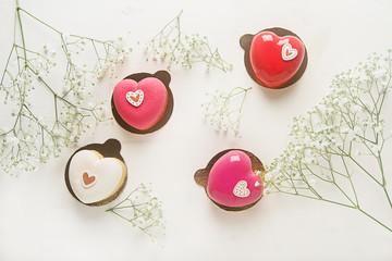 Delightful, luxury mousse cake in the form heart. Valentine's Da