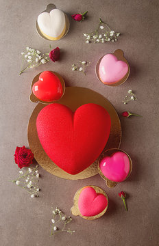 Delightful, luxury mousse cake in the form heart. Valentine's Da
