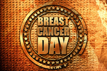 breast cancer day, 3D rendering, grunge metal stamp