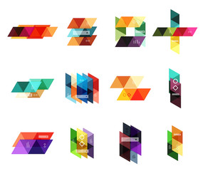 Vector set of blank geometric infographic web boxes