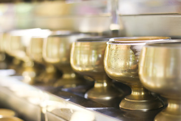 Fototapeta na wymiar Stock Photo - Row of arms bowl,Bowl carried by a Buddhist priest